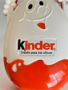 Vintage Kinder Surprise Egg Storage Container Plastic Toy Holder Orange White
